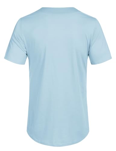 COOFANDY Masculino Camisa De Beisebol Com Botões, Camiseta Hipster Hip Hop Ss Azul Claro