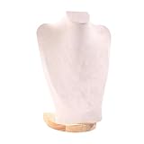 Hellery Soporte de Collar Organizador de Bustos para Exhibir Collares Joyería Colgantes Hecho en Madera Adecuado para Uso en Mostrador Tienda Ferias, Terciopelo Beige de 30 Cm, universal