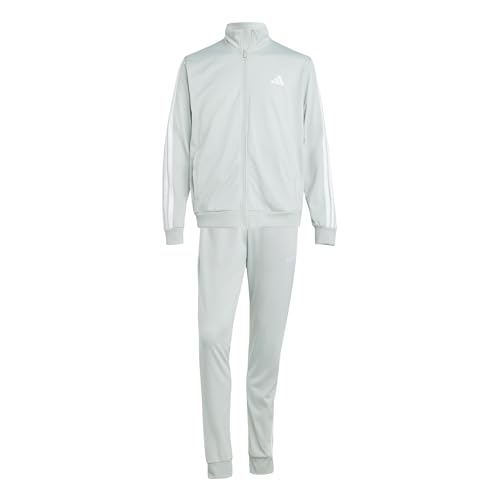 adidas Herren SPORTSWEAR BASIC 3 STRIPES TRICOT TRACKSUIT, Wonder Silver, XL