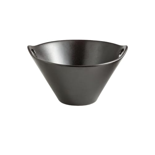 Effonek 麺器、和風、陶器、うどん、サラダ、スープに最適、やけど防止 (ブラック,7.5インチ)
