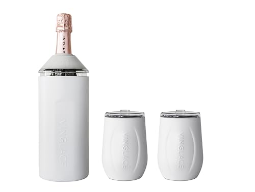 Personalized Vinglacé Wine & Champagne Bottle Chiller - A Unique Customized Gift for Wine Lovers (White)
