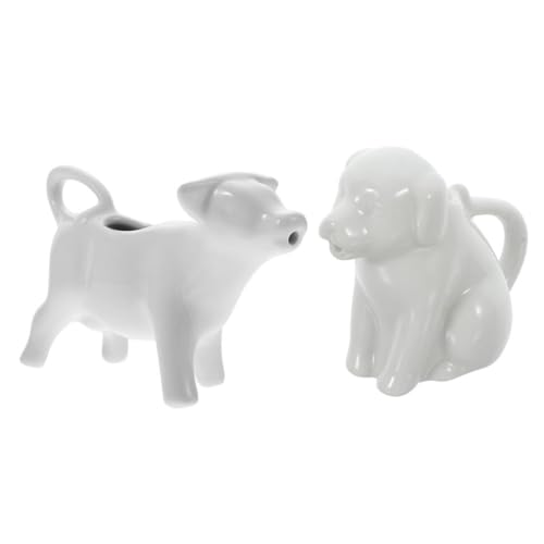 WATIIFUFU 2 Jarras de Cerámica Forma de Animal para Leche, Asa Cómoda y Capacidad de 40ml, Ideales para Uso en Casa y Hotel