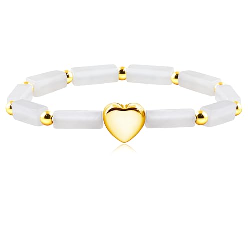 Image of Cuboid Love Elastic Bracelet, Crystal Energy Stone Anxiety Relief Yoga Jewelry for Women Male (Heart-shaped Charm Can Be Customized Name)