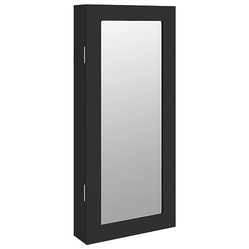 Tomostar Armoire à Bijoux Murale, Organisateur de Bijoux Meuble de Rangement Cosmétiques avec miroir murale noir 30x8,5x67 cm