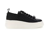 CAFèNOIR   Sneaker Aus Beschichtetem Leder Und Gewebtem Ripsband Schwarz, Für Frauen, Farbe Schwarz, Größe 37