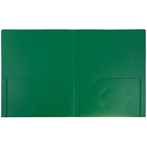 JAM-PAPER-Heavy-Duty-Plastic-2-Pocket-School-Folders-Green-6Pack