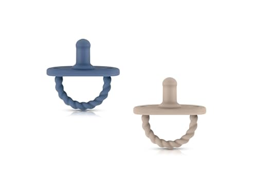 Image of Sweetie Pacifier Soother Baby Silicone Baby Pacifier Soft Silicone Certified BPA Free Set of 2 (Navy Blue- Light Brown)
