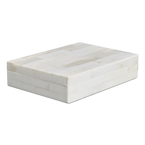 Image of Handicrafts Home Jewelry Gift Boxes - Decorative Organizer and Storage Box for Decor White Bone Inlay 6x8x1.5 inch