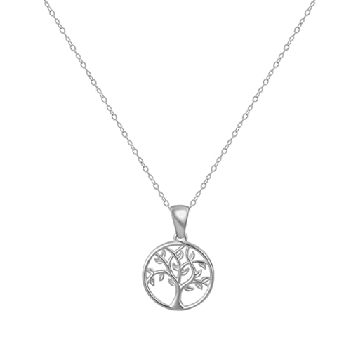 VceTd Silvery/Gold Tree of Life Pendant Necklace Stainless Steel Adjustable 17.9+1.97 Chain Meaningful Gift for Friends Family or Yourself (Silvery)