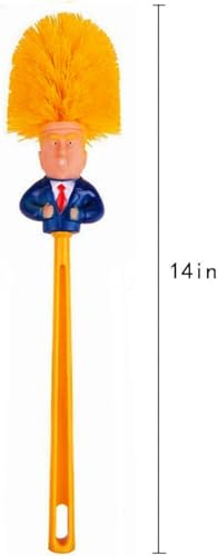 Image of Trump Toilet Brush, Funny Gag Gift Toilet Bowl Brush for Bathroom Cleaning, Political Satire Products, Yellow