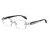 Jorzer Gafas sin montura para hombres y mujeres, gafas de bloqueo de luz azul con marco dorado, de gran tamaño antifatiga para oficina y uso diario plata-