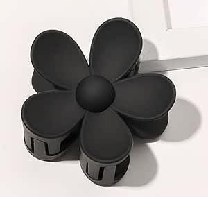 Hair Clip, Candy Colored Flower Hair Clip Big Cute Claw Clips, Thick Hair, Scrub, Hairs Clip (Black, 1 Count) Hair Styling Accessories