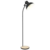 eglo lampada da terra lubenham, lampada vintage con design industriale, certificazione fsc, stile rétro in acciaio e legno, colore: nero e marrone, attacco e27, incluso interruttore a pedale