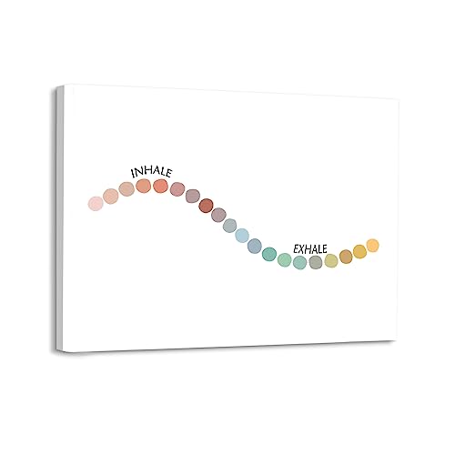 Modern Meditation Inhale Exhale Framed Canvas Wall Art Decor 14×11 inch, Inspirational Mental Health Print Painting Artwork Home Wall Decoration For Home Kids Yoga Room Bedroom Living Room