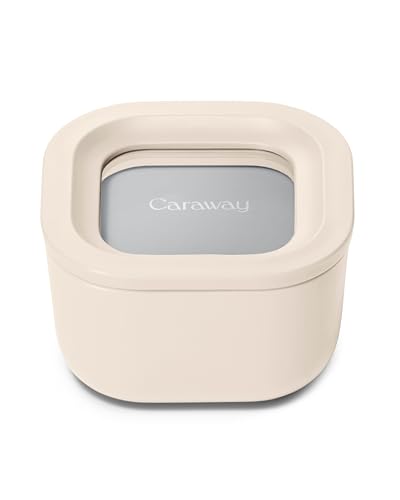Caraway Mini recipiente cuadrado con tapa, color crema