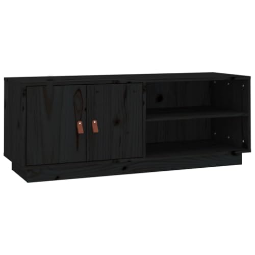 vidaXL Solid Wood Pine TV Cabinet Living Room Furniture Wooden Sideboard Entertainment Centre TV Console Stand Media Unit HiFi Cabinet Black