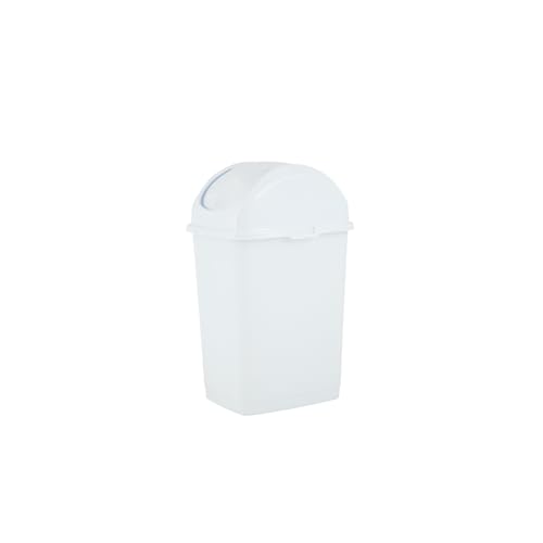 Caneca de basura plástica 2.5 galones con tapa basculante blanca