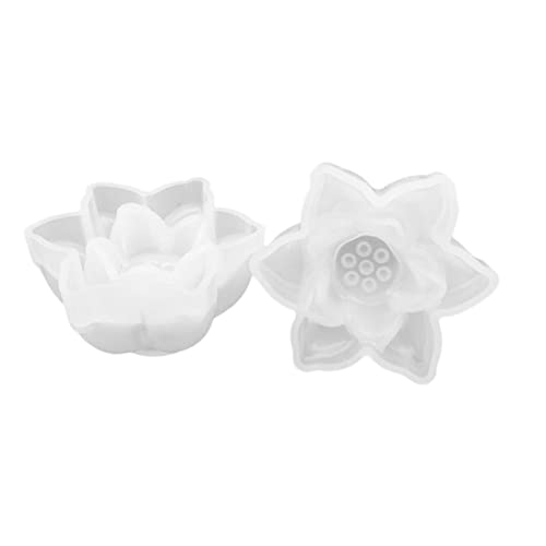 HongYan Moule en Silicone en Forme de Fleur de Lotus - Moule à Bougie en Silicone Miroir Moule à Savon Fait Main 3D,Moule de Fabrication de Bougies de Savon pour Bricolage Sugarcraft Handmad Resin