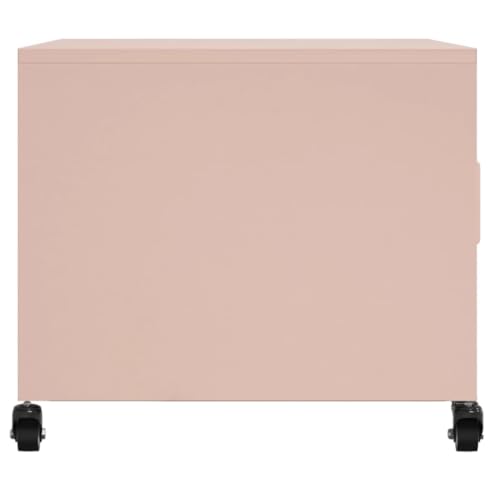 Table basse rose acier rangement à roulettes table appoint 68cm - 8