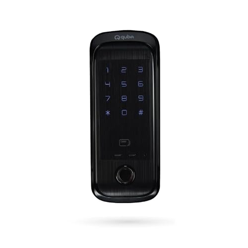Image of Quba QDOT Digital Rim Lock | 4-Way Access Smart Security | Black | Bluetooth RFID & Fingerprint with OTP & Dual Authentication | 2 Keys & 100 Users | Free Installation | 2 Year Warranty