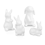 LarpGears Easter Bunny Decor, 4 Pcs Glossy White Ceramic Bunny Figurines Spring Home Gifts Table Centerpiece Arts Crafts Decorations