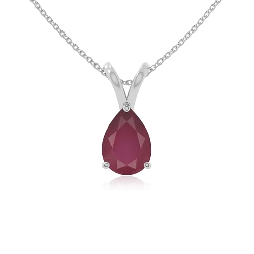 Natural Gemstone V-Bale Solitaire Pear Pendant Necklaces for Women in Silver/18K Yellow/Rose Gold Vermeil,Birthstone Jewelry Gifts for Her Birthday,WeddingAnniversary,Christmas,Graduation,Valentines