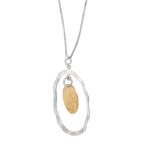 Silpada 'Marbella' Two-Tone Disc Pendant in Sterling Silver with Gold-Plating, 18" + 2"2