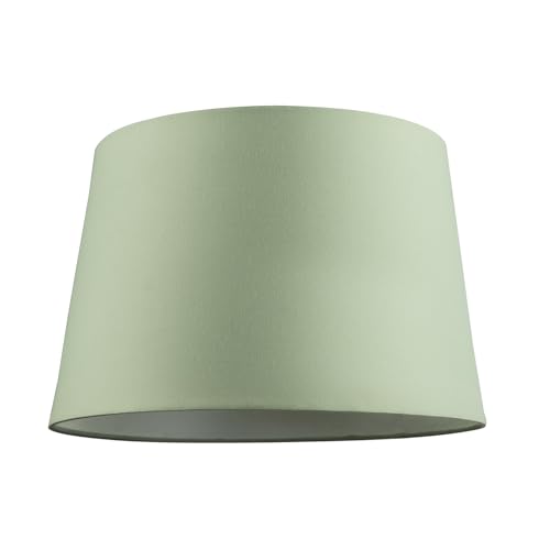 Olive Green Cotton Fabric 12 Inch Drum Lamp Shade with Off-White Cotton...