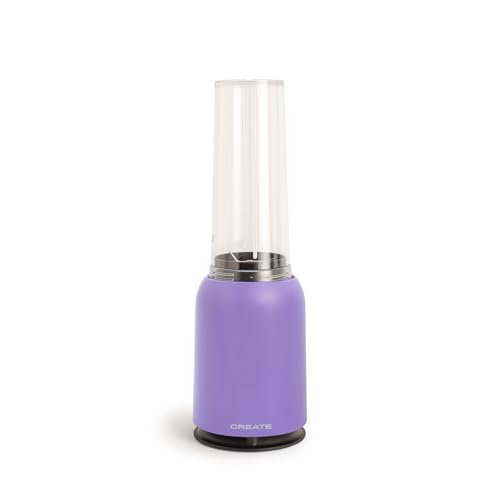 CREATE/MOI STUDIO/Batidora de vaso morado/Tritura y emulsiona, para smoothies y batidos, vaso 400 ml, individual, libre de BPA, portátil, cuchillas de acero inoxidable, 230W
