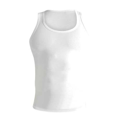 Rounderbum Men’s Compression Tech Slim Fit Cotton Tank Top –