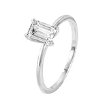 Anillo de compromiso de oro blanco para mujer, anillo de compromiso solitario con moissanita de 1 quilates, 9 quilates, 14 y 18 quilates, K 1/2, Platino 950, Moissanita Sin piedra preciosa