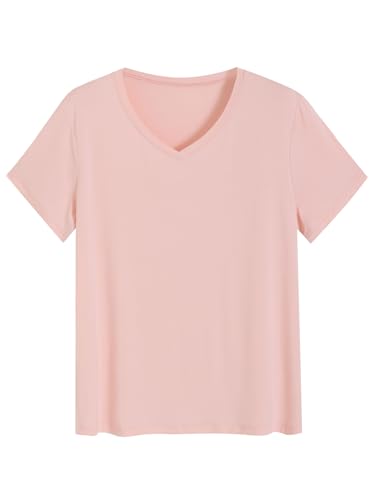 Latuza Women's Bamboo Viscose Pajama Tops V Neck Sleep Shirt 2 Pack2