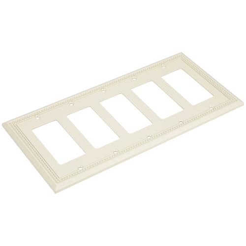 Image of Henne Bery Sunken Pearls Heavy Duty Decorative Wall Plate Switch Plate Outlet Cover (5-Gang Decorator, Light Almond)