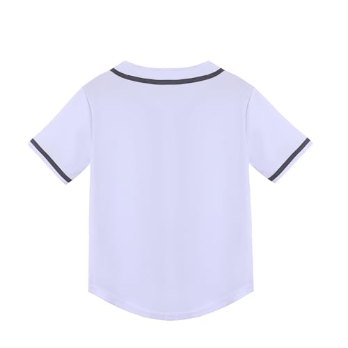Image of Kids Baseball Jersey Toddler Cute Cat Print T-Shirt Girls Casual Personalized Button Down Baseball Shirt Birthday Gift (White B,2 Years)
