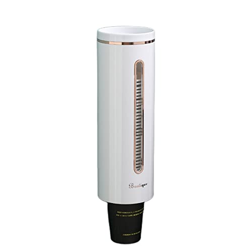ZEIHAOWAN Dispenser per Tazze a Parete Portabicchieri in Plastica,One Touch Portabicchieri Monouso, portabicchieri di distributori d'Acqua, per bicchieri di carta, 5,5-7.6 cm, 45-50 tazze (Bianco)