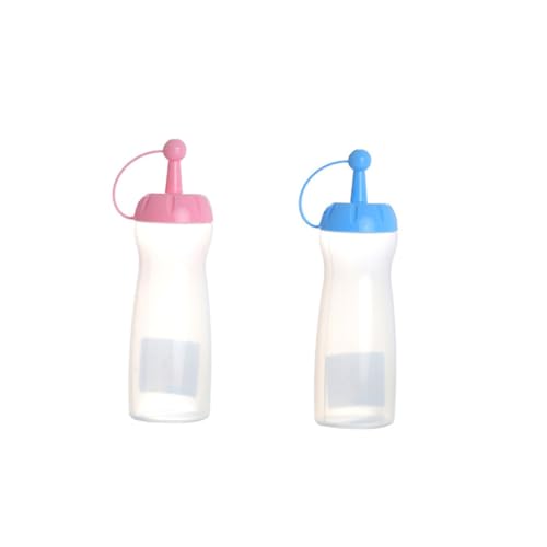 PRETYZOOM 2pcs Portable Squeeze Bottles for Condiments for Salad Dressing Ketchup Honey Bbq Sauces Lightweight Recyclable Plastic Leakproof Design for Travel Picnics Random Color
