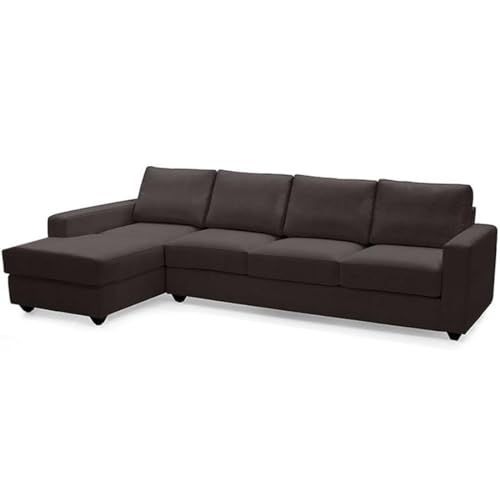 Image of FURNY - Apolloy 5 Seater Leatherette Sectional LHS L Shape Sofa Set (Brown)
