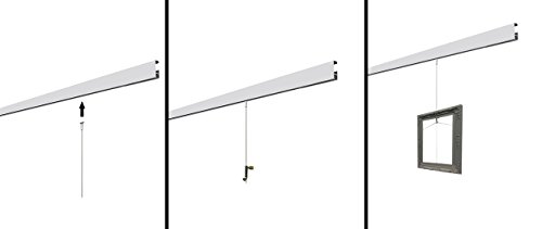 clip-rail blanco galería sistema para colgar cuadros Stas cliprail Kit montado en la pared con ganchos, 6 Meter