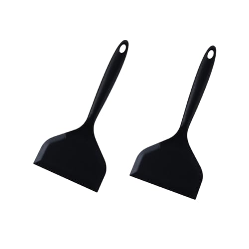 Guanici 2 Piezas Espátula Tamagoyaki Espátula Resistente al Calor Volteador de Tortitas Antiadherente de Silicona para Cocinar Tortitas a la Plancha Huevos Pizza Hamburguesas (Negro)