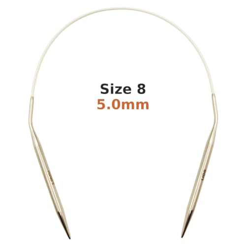 Image of OYEUYID 16 Inch Circular Knitting Needles Ergonomic Metal Needle Set (White, 16 inch-Size 8)