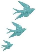Sass & Belle Retro 3 Flying wall swallows vintage style ceramic wall art plaques (Duck egg Blue)