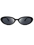 Zeelool Retro Oval Sunglasses for Women and Men Polarized Black Vintage 90s Sunglasses ZSP0010