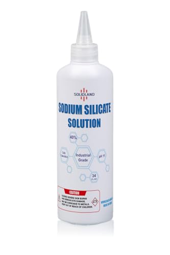 SOLIDLAND Sodium Silicate Solution (Water Glass) - 34 FL.OZ Bottle, Industrial Grade, High Purity, Multi-Purpose Adhesive & Sealant