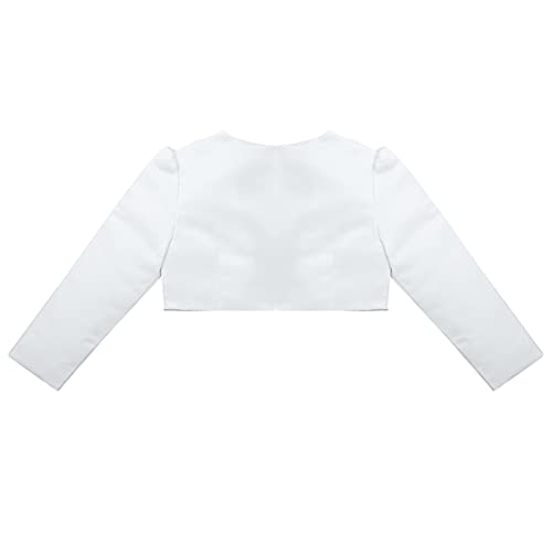 Kvysinly Girls Flower Beaded Bolero Shrug Long Sleeve Jacket Sweater Pageant Wedding Party Dress Coat Dress Cover Up White 9-10 Years #TOP3