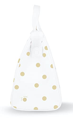 Kate Spade New York Insulated Lunch Tote, Small Lunch Cooler, Cute Lunch Bag For Women, Thermal Bag With Double Zipper Close And Carrying Handle, Gold Dot With Script #TOP2