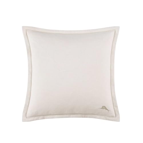 Tommy Bahama - Euro Sham, Luxurious Embroidered Poly Slub Fabric, Ideal Accent for Your Bed, Couch & Chair (Island Estate Beige, 26
