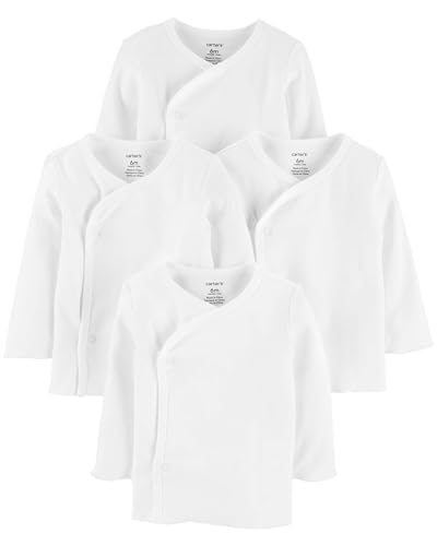 Image of Carter's Unisex 4 Pack Long Sleeve Side Snap Mitten Cuff Shirt