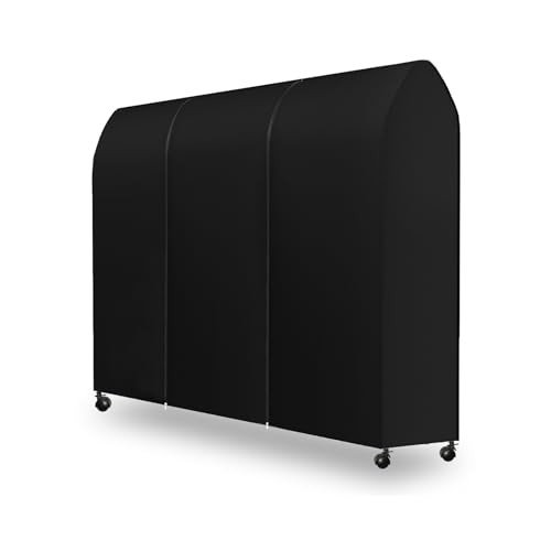 DecacnX Clothes Rail Cover 4FT Dustproof Breathable Garment Rail Cover Double Protective Zip for Easy Access Premium Fabric 120cm Wide for Wardrobe Clothing Rail Black