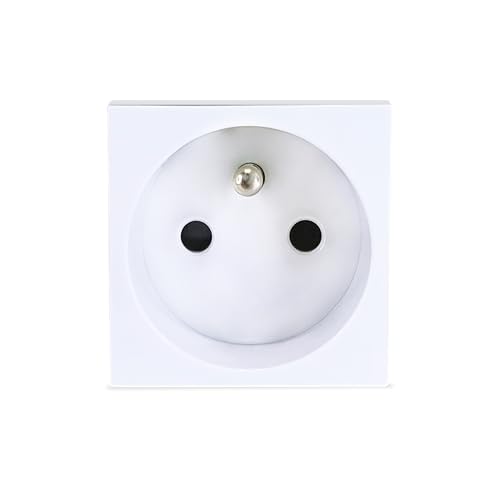 Image of MX 2-Pin French Power Socket with Safety Shutter - 13A 250V, 2-Module 45x45mm Modular Wall Outlet - Compatible with EU & UK Switches