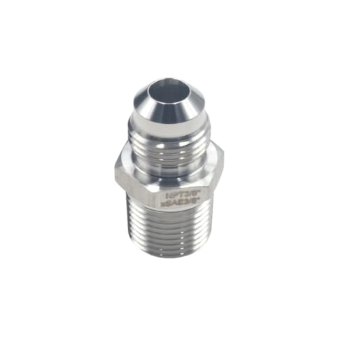 Image of HFS(R) 4PCS, 3 /8 inch NPT Male to 3 /8 inch SAE Male Flare Tubing Adapter Hose Connector Pipe Fittings 304 Stainless Steel